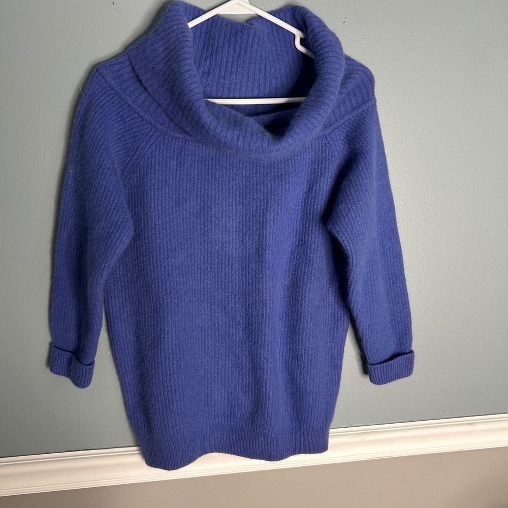 Paul & Duffier vintage purpke Ribbed Cowl Neck Wool Angora Rabbit‎ Hair Sweater